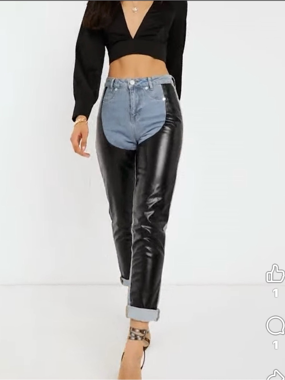 ASOS DESIGN Mom Jeans with Faux Leather Chaps